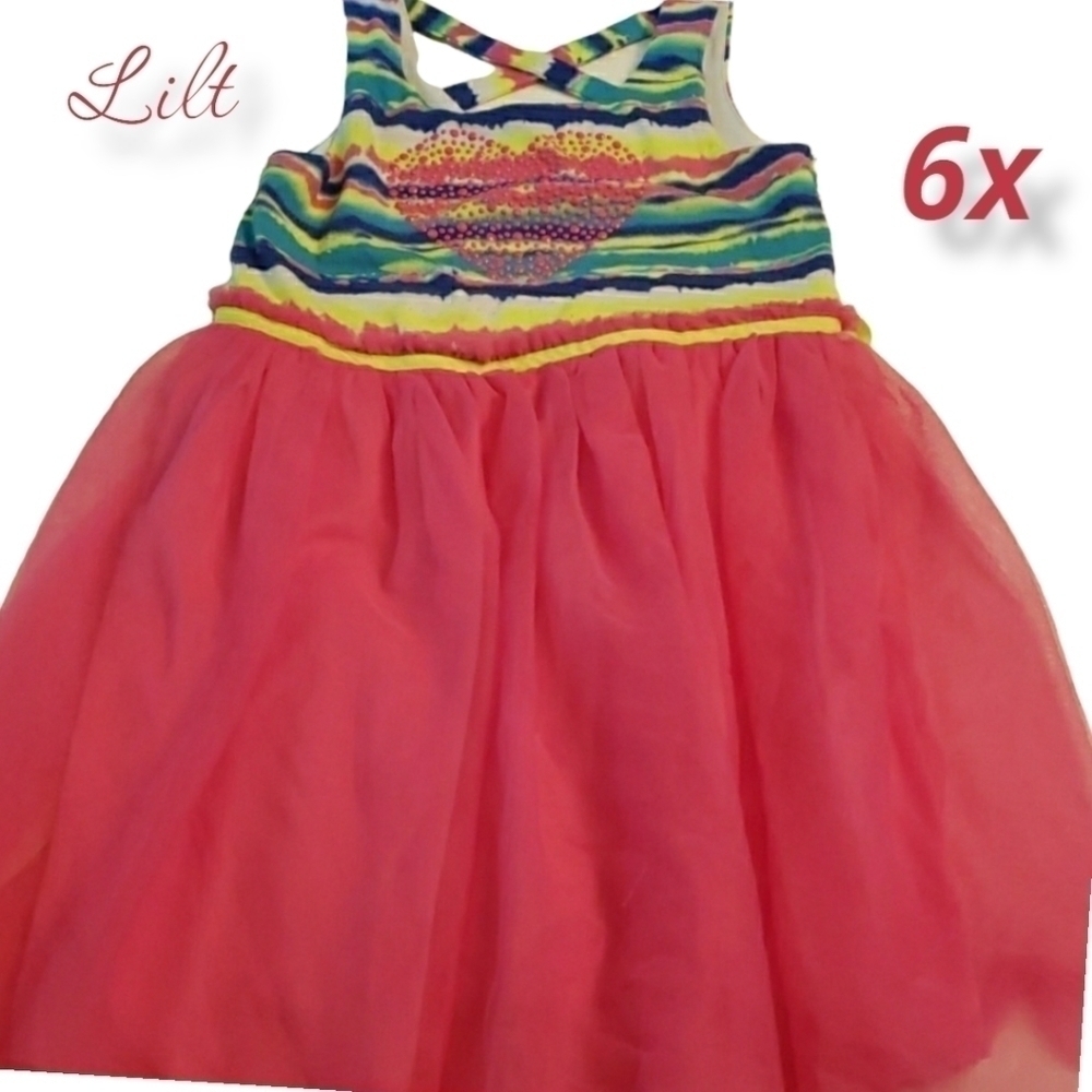 LILT Tank Sundress with Pink Tulle Skirt 6X VGUC